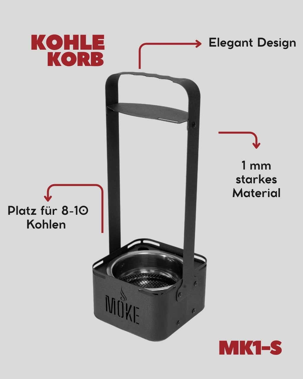 MK1-S Kohlekorb für Shisha Kohle